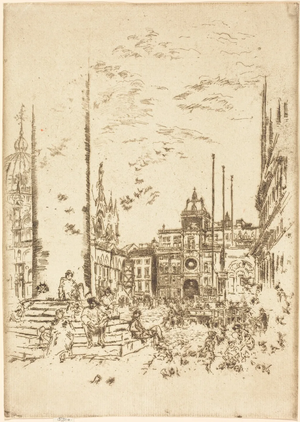 The Piazzetta, by James McNeill Whistler, ink, 1880