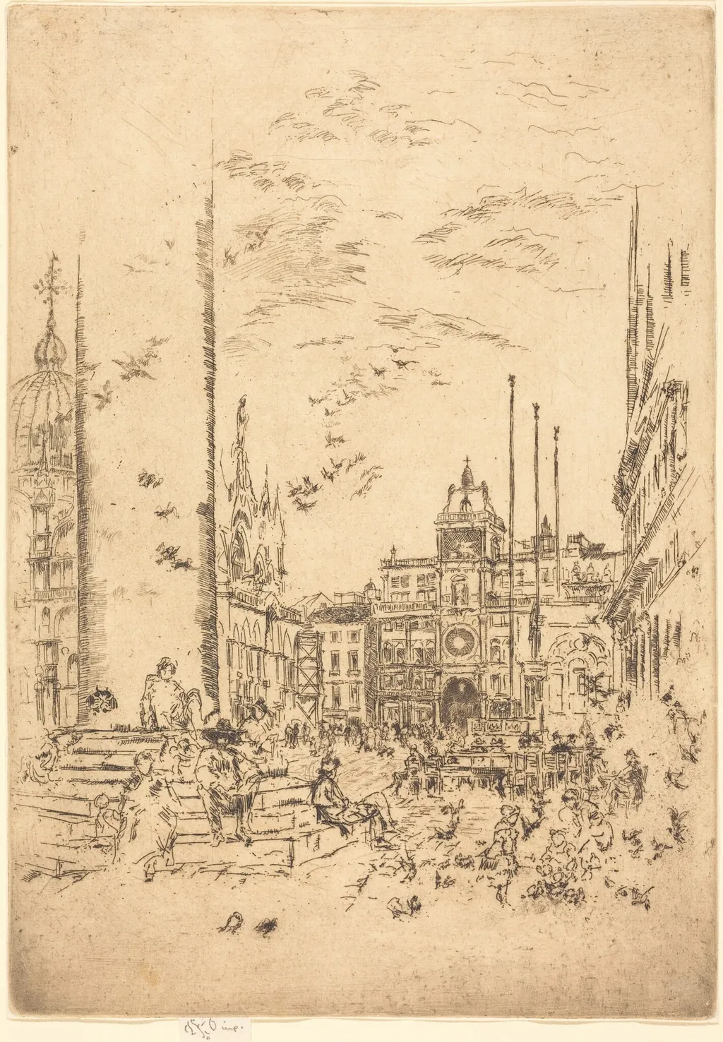 The Piazzetta, by James McNeill Whistler, ink, 1880