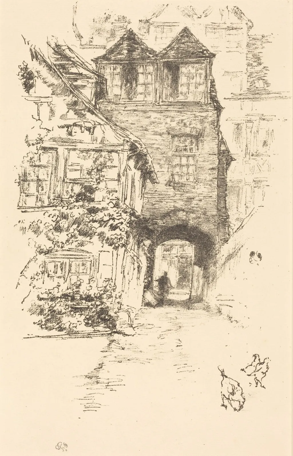 The Priest's House, Rouen, by James McNeill Whistler, ink, 1894