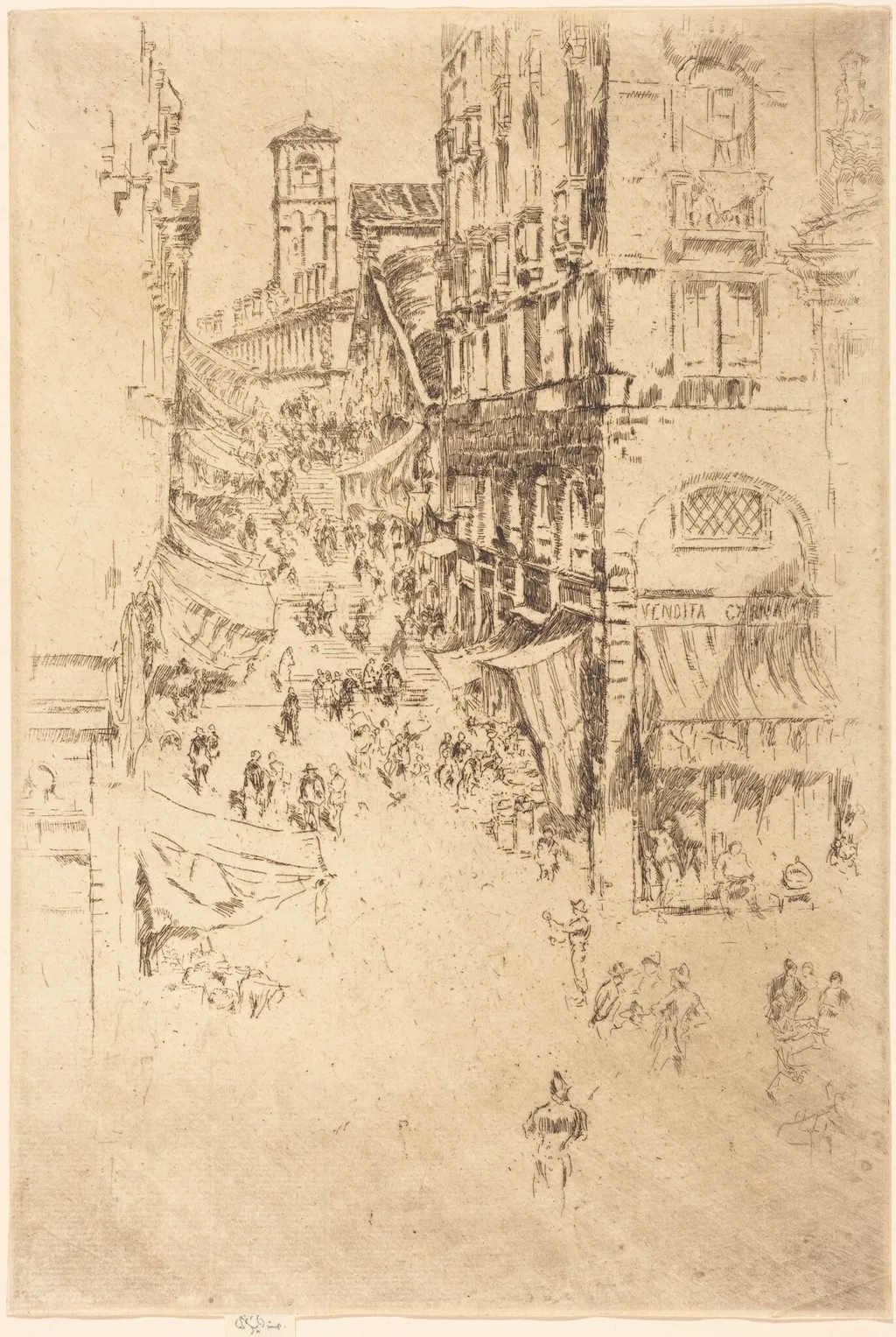 The Rialto, by James McNeill Whistler, ink, 1880