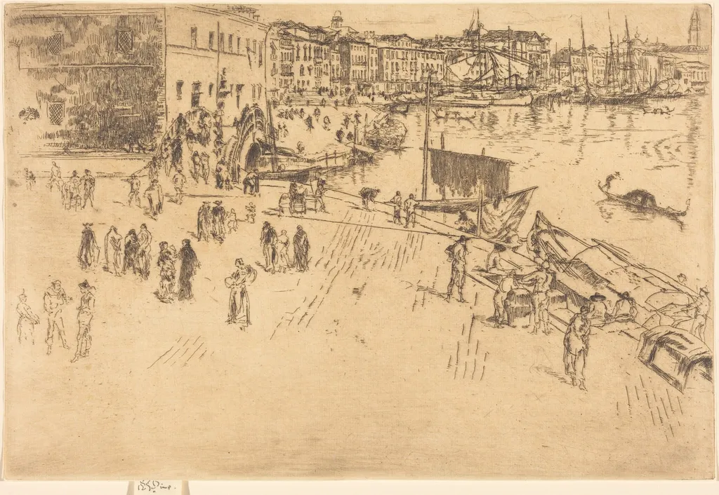 The Riva, No.I, by James McNeill Whistler, ink, 1880