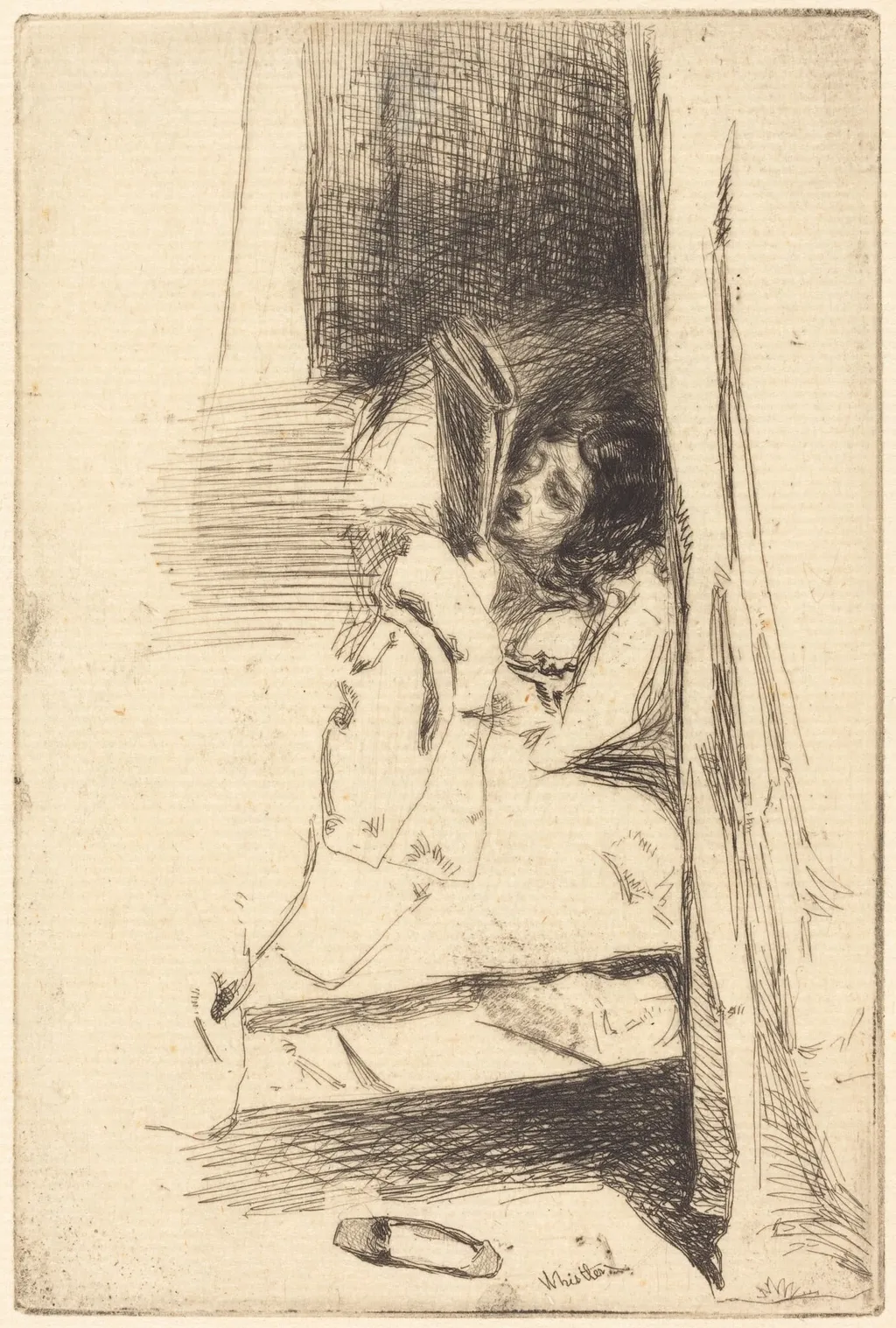 The Slipper, by James McNeill Whistler, ink, 1858