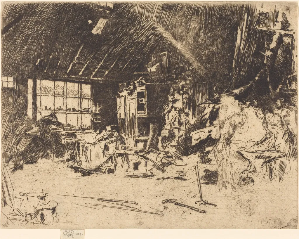 The Smithy, by James McNeill Whistler, ink, 1880