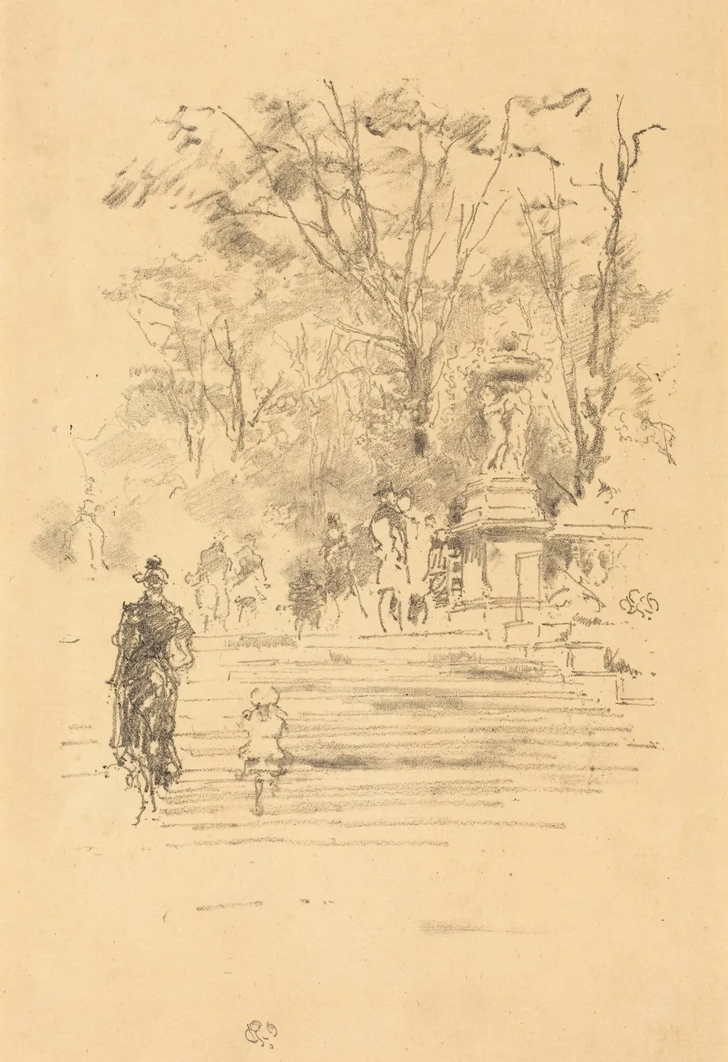 The Steps, Luxembourg, by James McNeill Whistler, ink, 1893