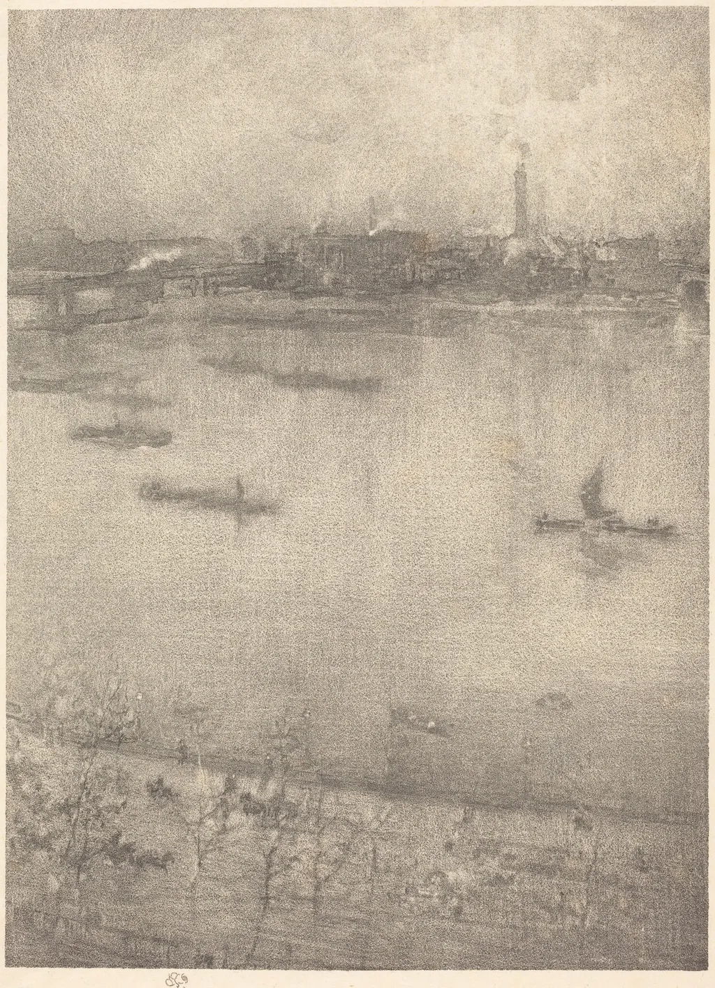 The Thames, by James McNeill Whistler, ink, 1896
