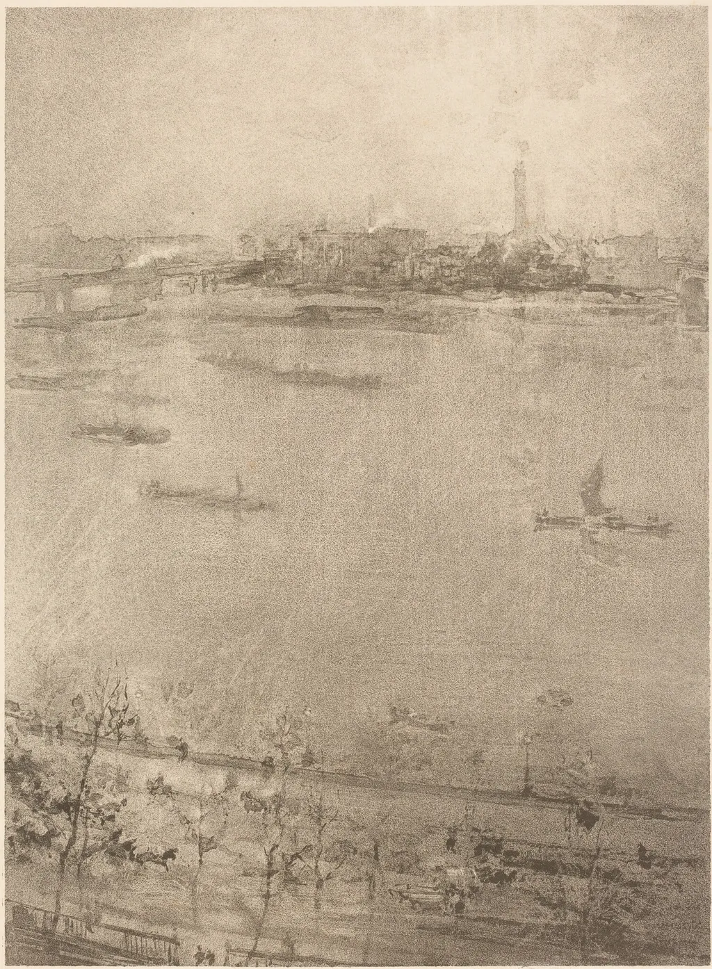 The Thames, by James McNeill Whistler, ink, 1896