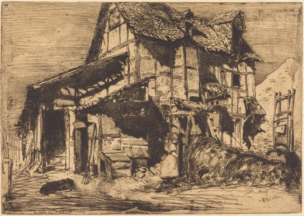 The Unsafe Tenement, by James McNeill Whistler, ink, 1858