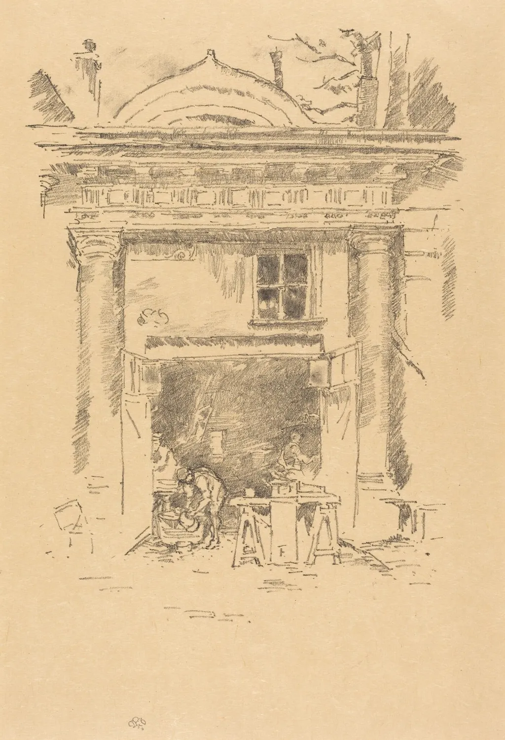 The Whitesmiths, Impasse des Carmélites, by James McNeill Whistler, ink, 1894