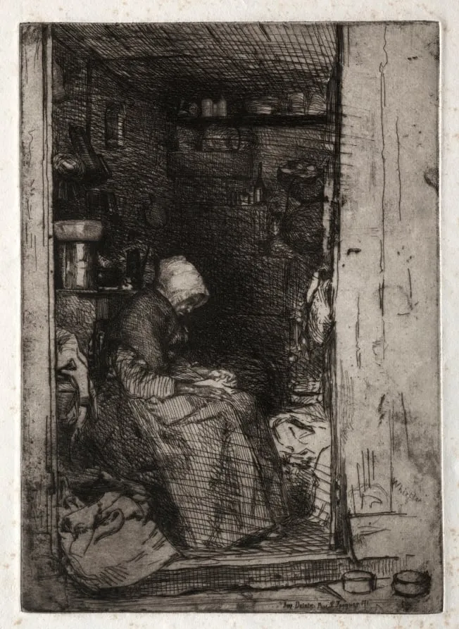 Twelve Etchings from Nature: La Veille aux Loques, by James McNeill Whistler, 1858
