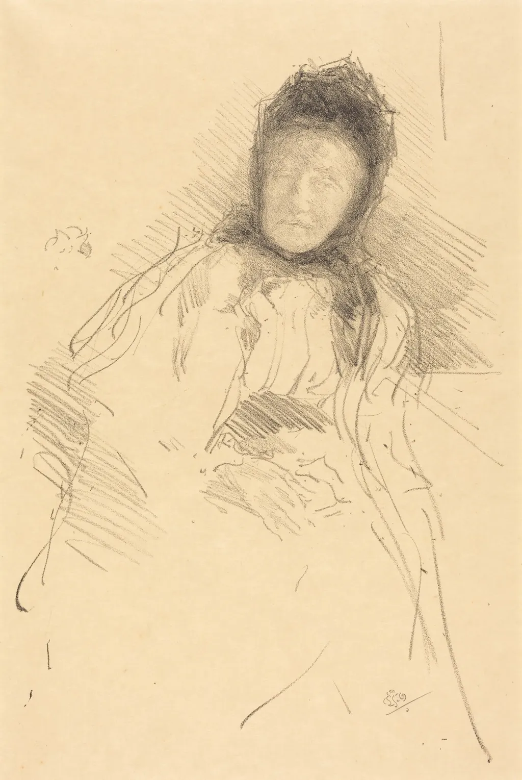 Unfinished Sketch of Lady Haden, by James McNeill Whistler, ink, 1895