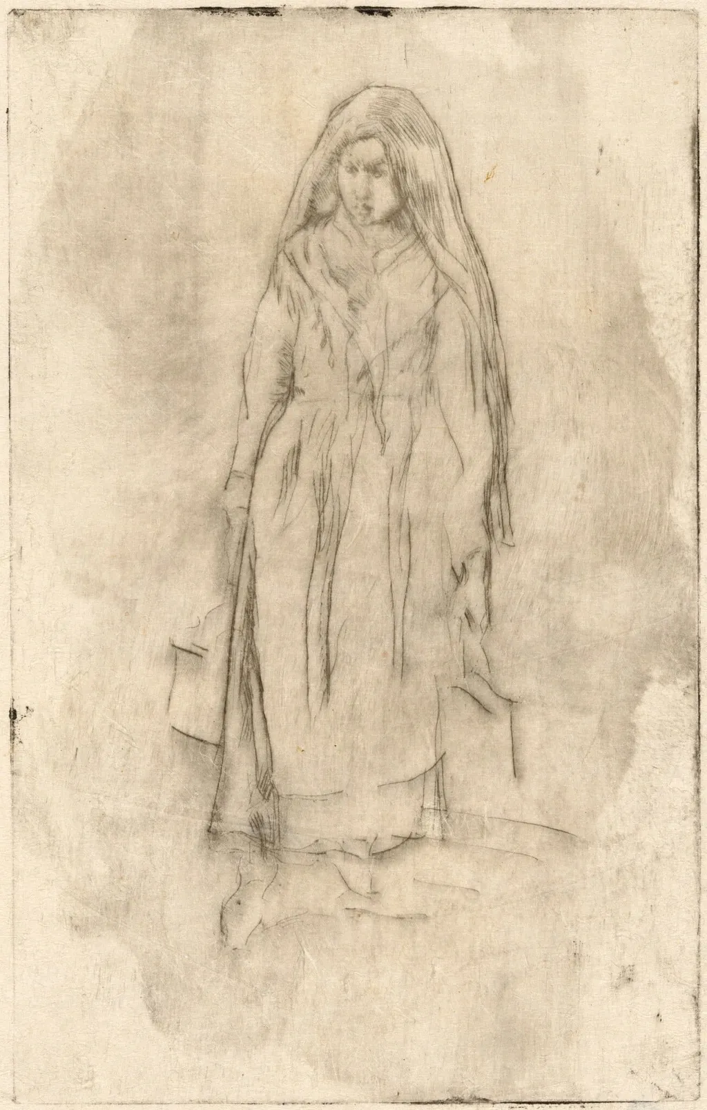 Venetian Water-Carrier, by James McNeill Whistler, ink, 1880