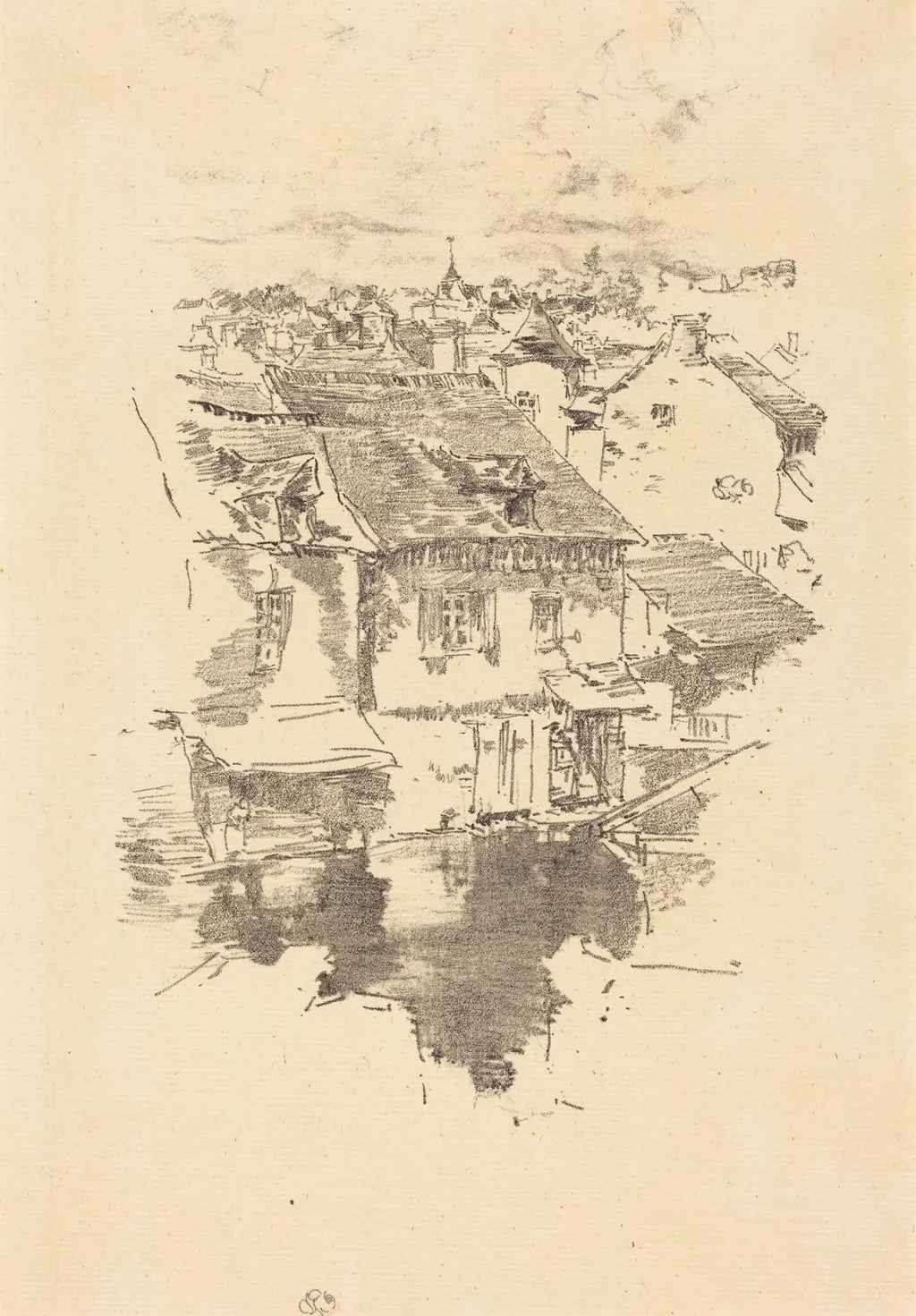 Vitré: The Canal, by James McNeill Whistler, ink, 1893