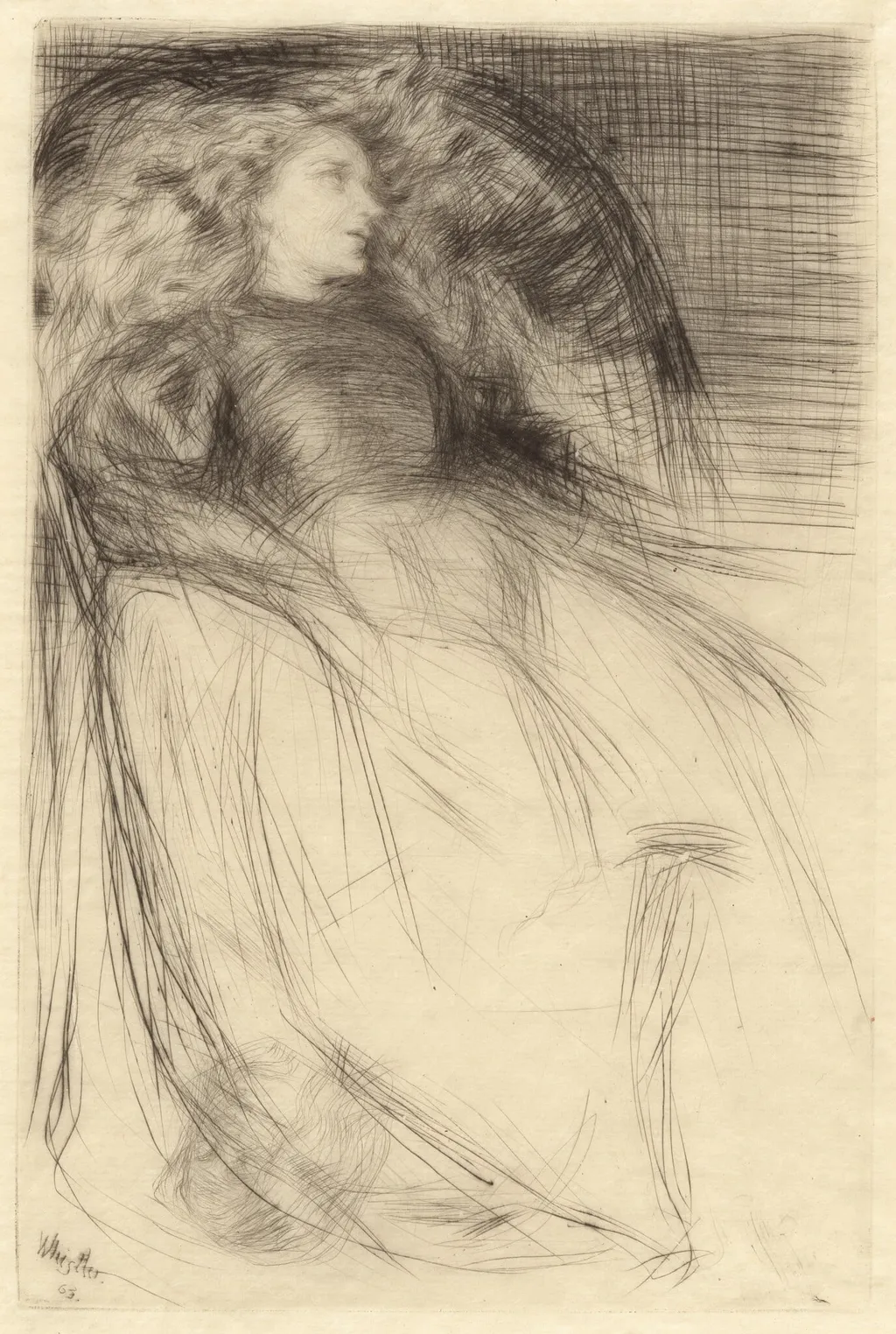 Weary, by James McNeill Whistler, ink, 1863