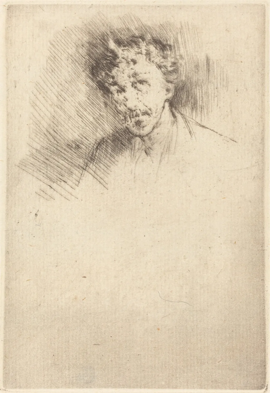 Whistler with the White Lock, by James McNeill Whistler, ink, 1879