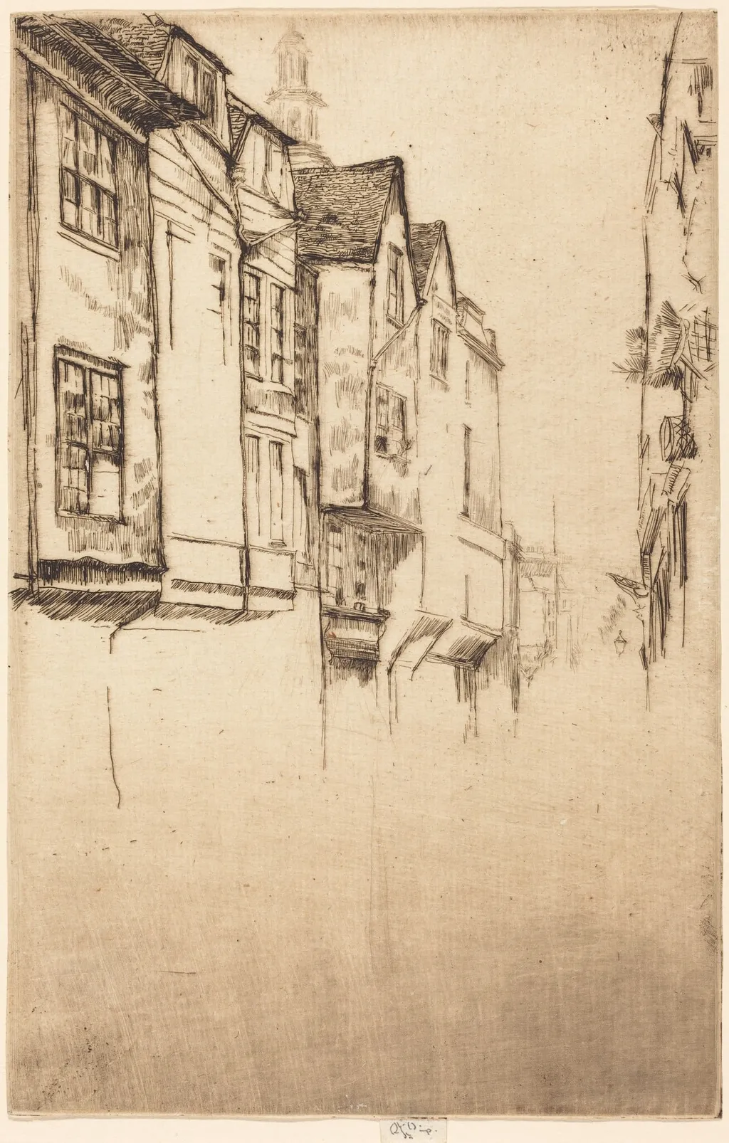 Wych Street, by James McNeill Whistler, ink, 1877
