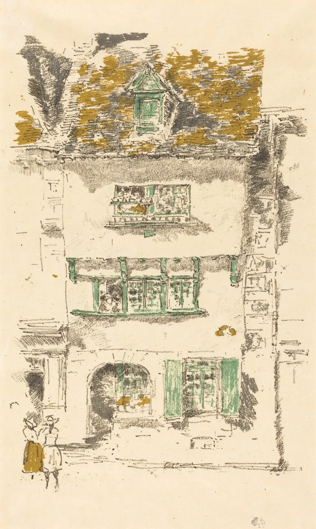 Yellow House, Lannion, by James McNeill Whistler, ink, 1893