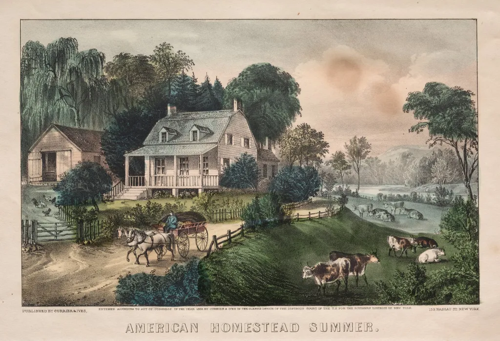 American Homestead, Summer, by James Merritt Ives, 1869