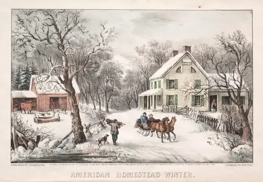 American Homestead, Winter, by James Merritt Ives