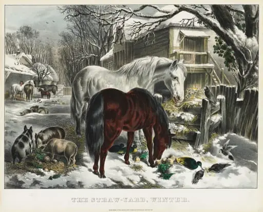 Straw-yard, Winter, by James Merritt Ives