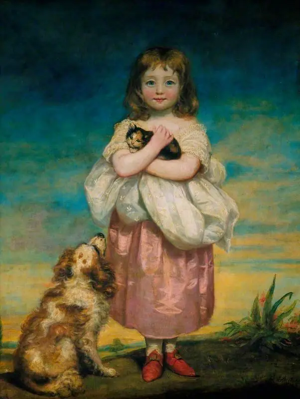 A Little Girl Nursing a Kitten, by James Northcote