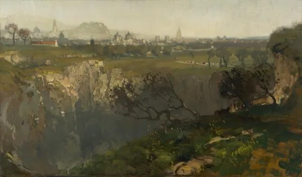 Edinburgh from Craigleith, by James Paterson, oil, 1900