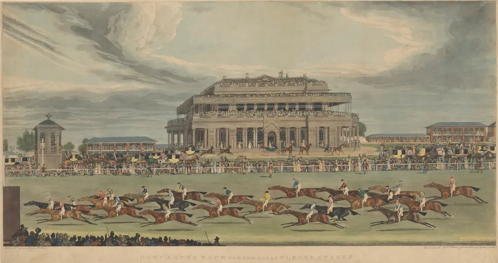 Doncaster Race for the Great St. Legder Stakes, by James Pollard, ink, 1839