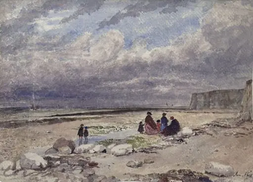 Seashore with figures, by James Price