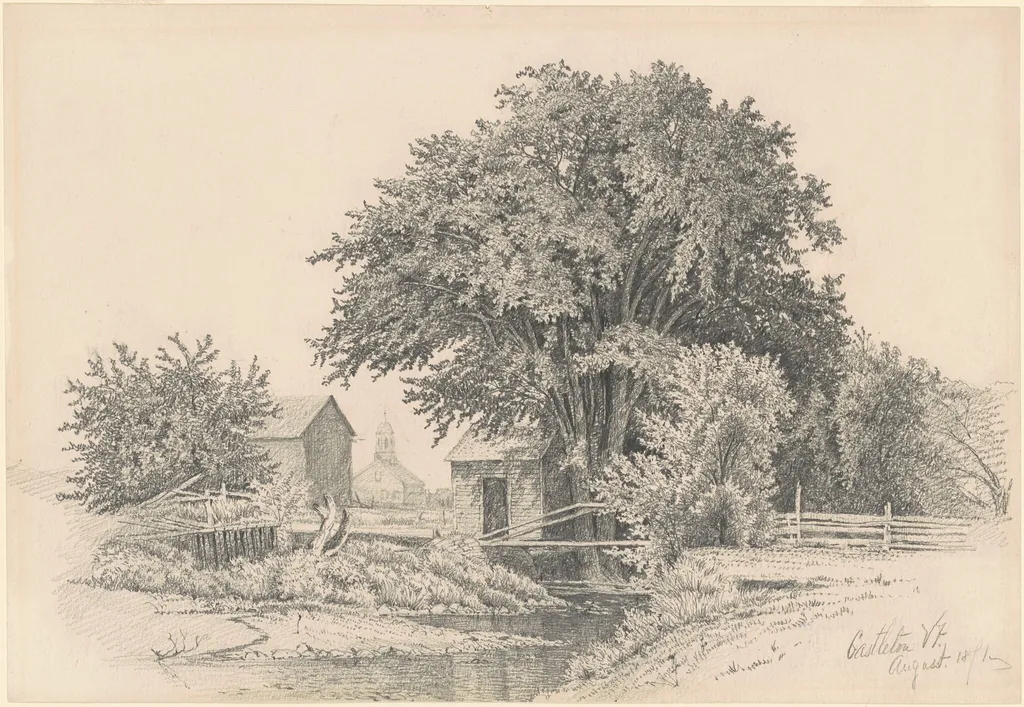 Castleton, Vermont, by James Renwick Brevoort, graphite, 1871