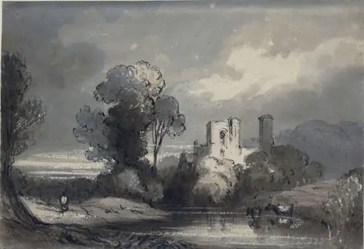 Landscape with Abbey by a Stream, by James Robertson