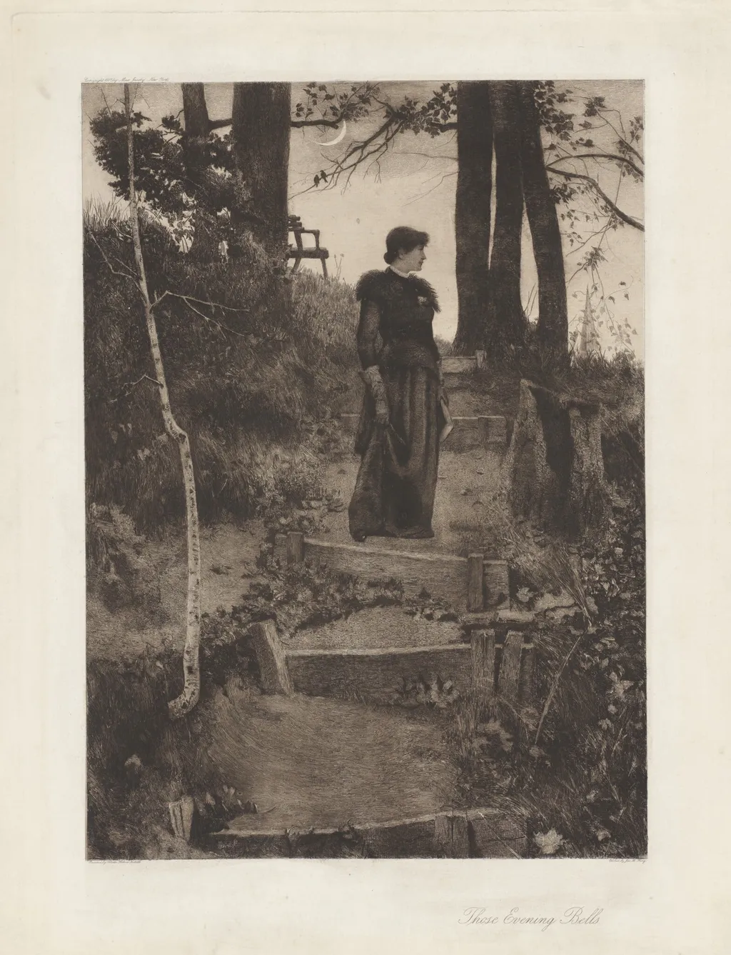 Those Evening Bells, by James S. King, ink, 1887