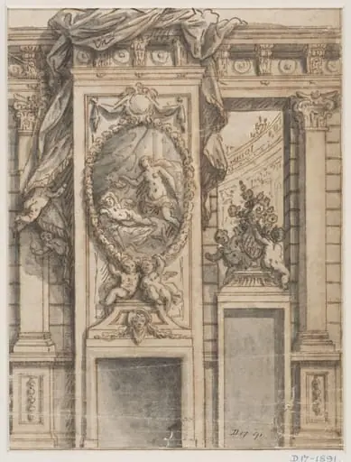 Design for wall decoration, possibly at Chatsworth, Derbyshire, by James, Sir Thornhill