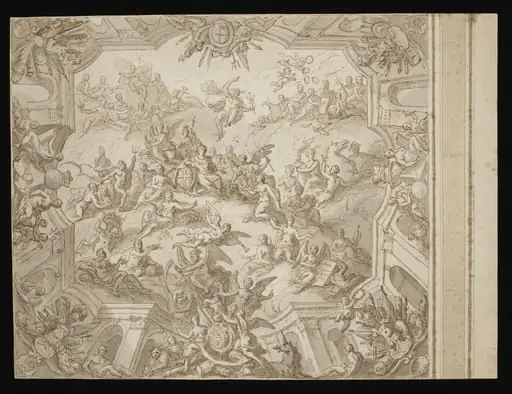Preliminary design for the ceiling of the Upper Hall at Greenwich, by James, Sir Thornhill