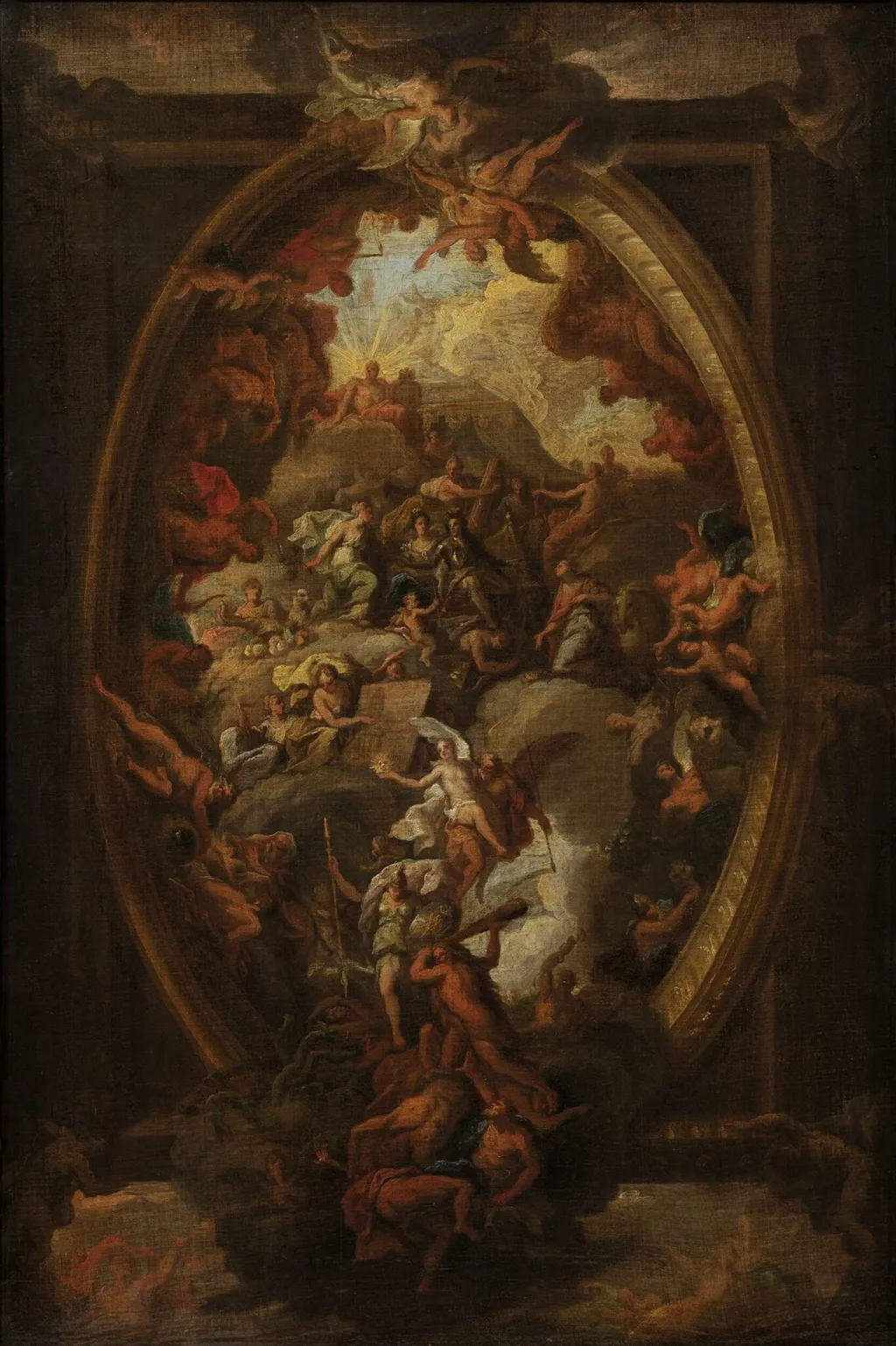 William and Mary Presenting the Cap of Liberty to Europe (sketch for the painted ceiling of the Great Hall, Greenwich Hospital), by James, Sir Thornhill, oil, 1710
