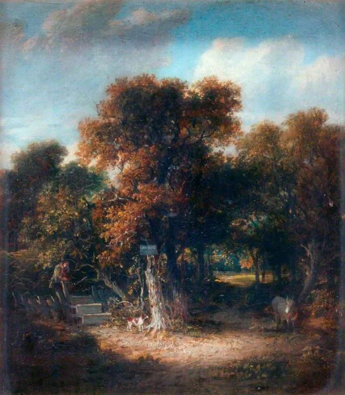 Landscape: A Woody Lane near Hastings, by James Stark, unspecified, 1836