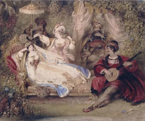 Feramorz relating he story of the Peri, by James Stephanoff