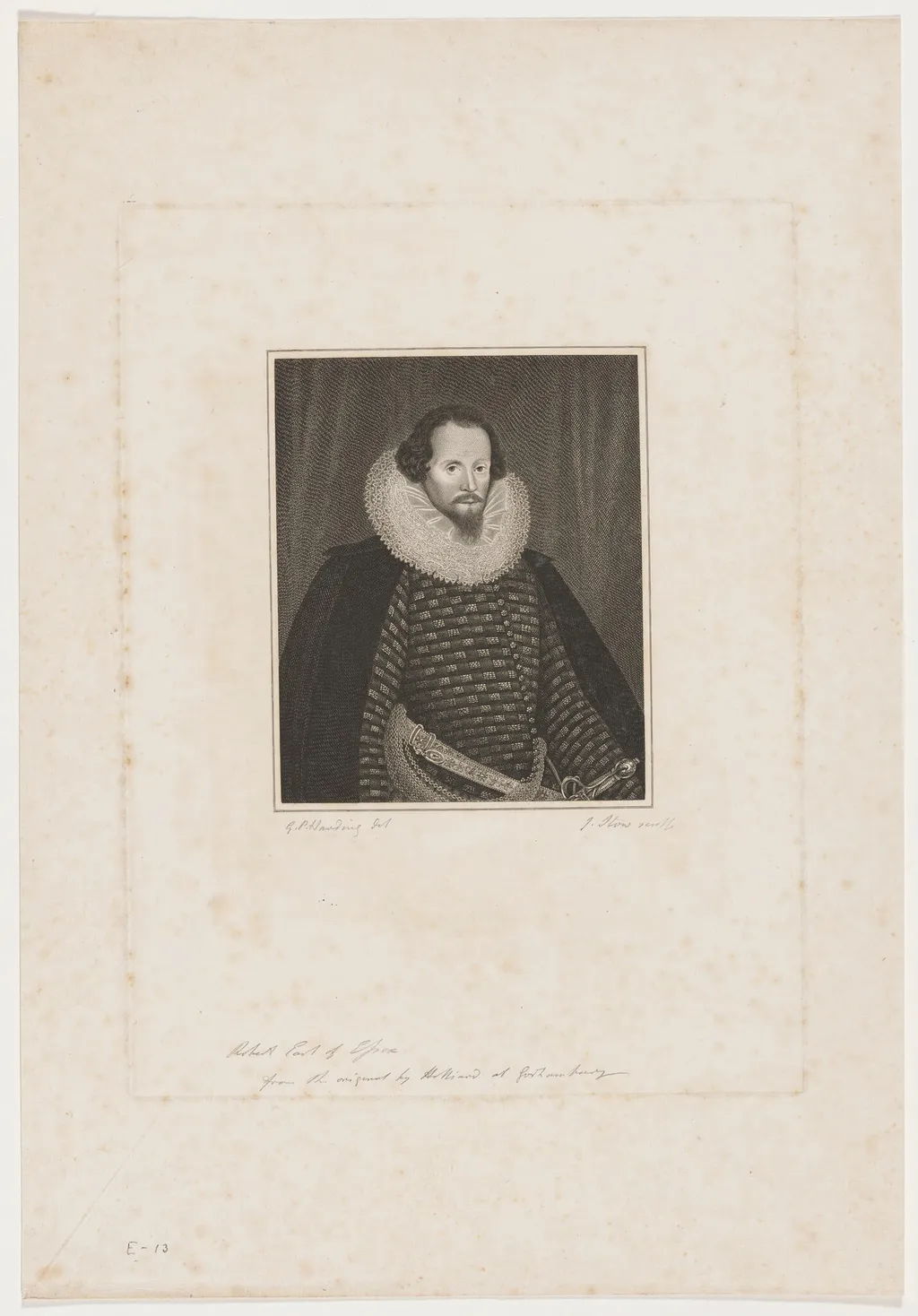Robert Devereux, Earl of Essex, by James Stow, ink, 1795
