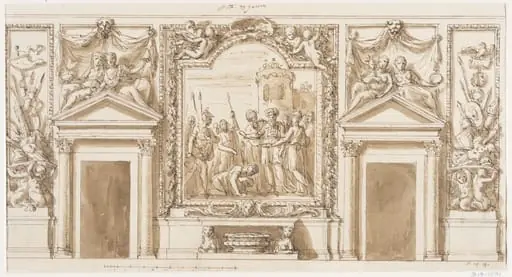 Design for the lower wall of the Great Hall at Moor Park, Hertfordshire, by James Thornhill