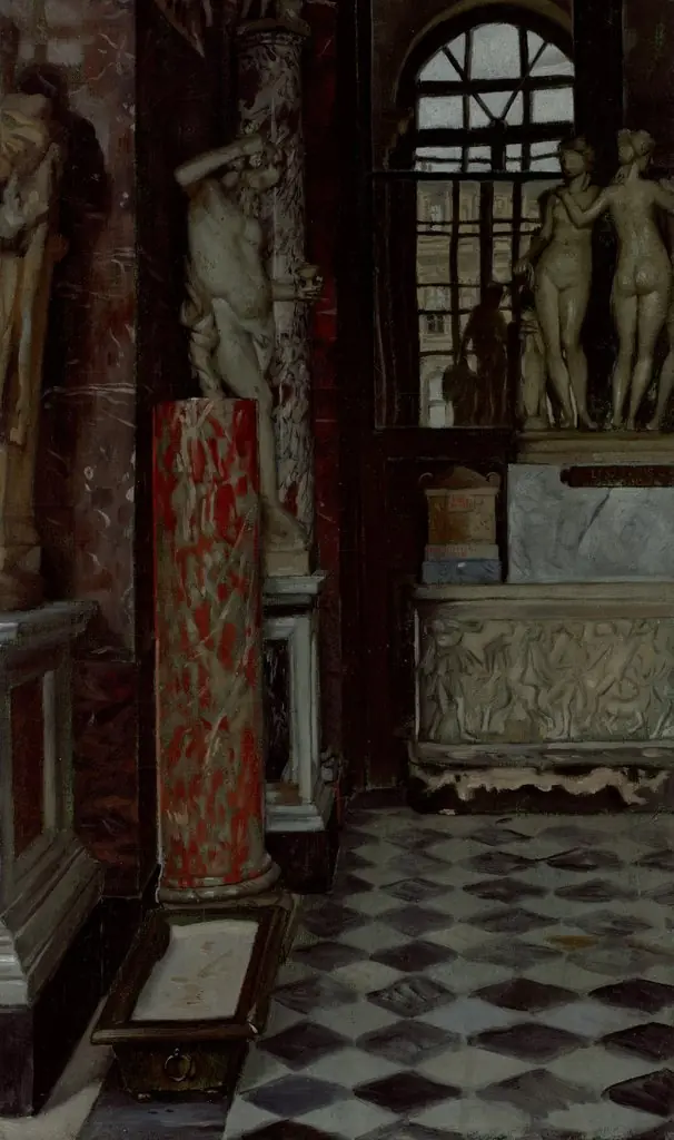 A View of a Room of Greek, Roman and Etruscan Antiquities (Salle no. 9) in the Louvre, by James Tissot
