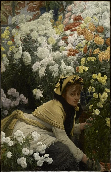 Chrysanthemums, by James Tissot, oil, 1875