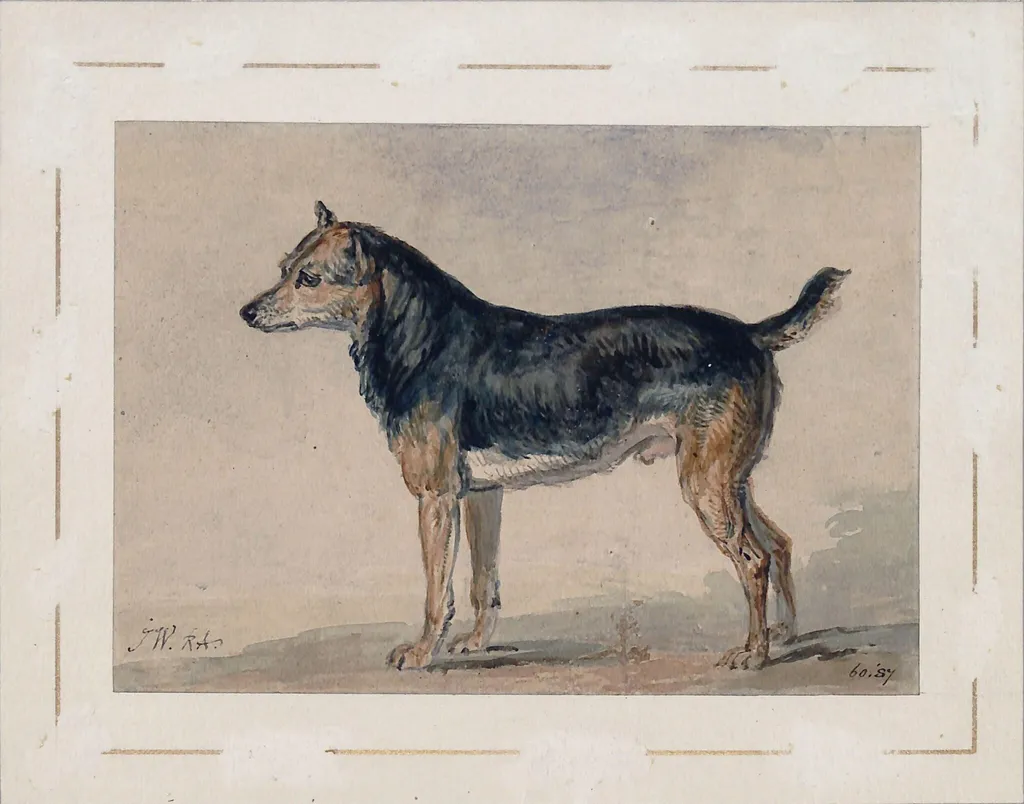 Sketch of a dog, by James Ward, watercolor, 1790