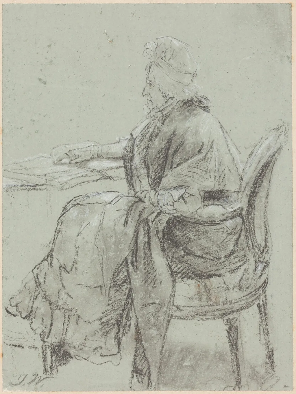 Study of an Elderly Woman for "Disobedience Discovered", by James Ward, chalk, 1797