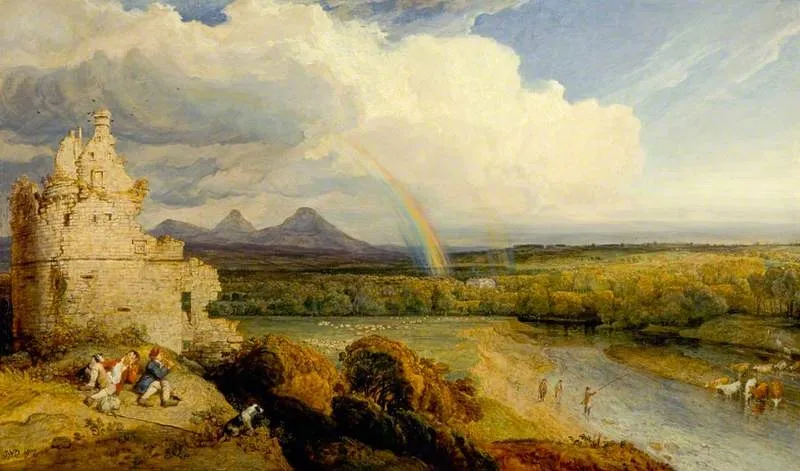 The Eildon Hills and the Tweed, by James Ward, oil, 1807