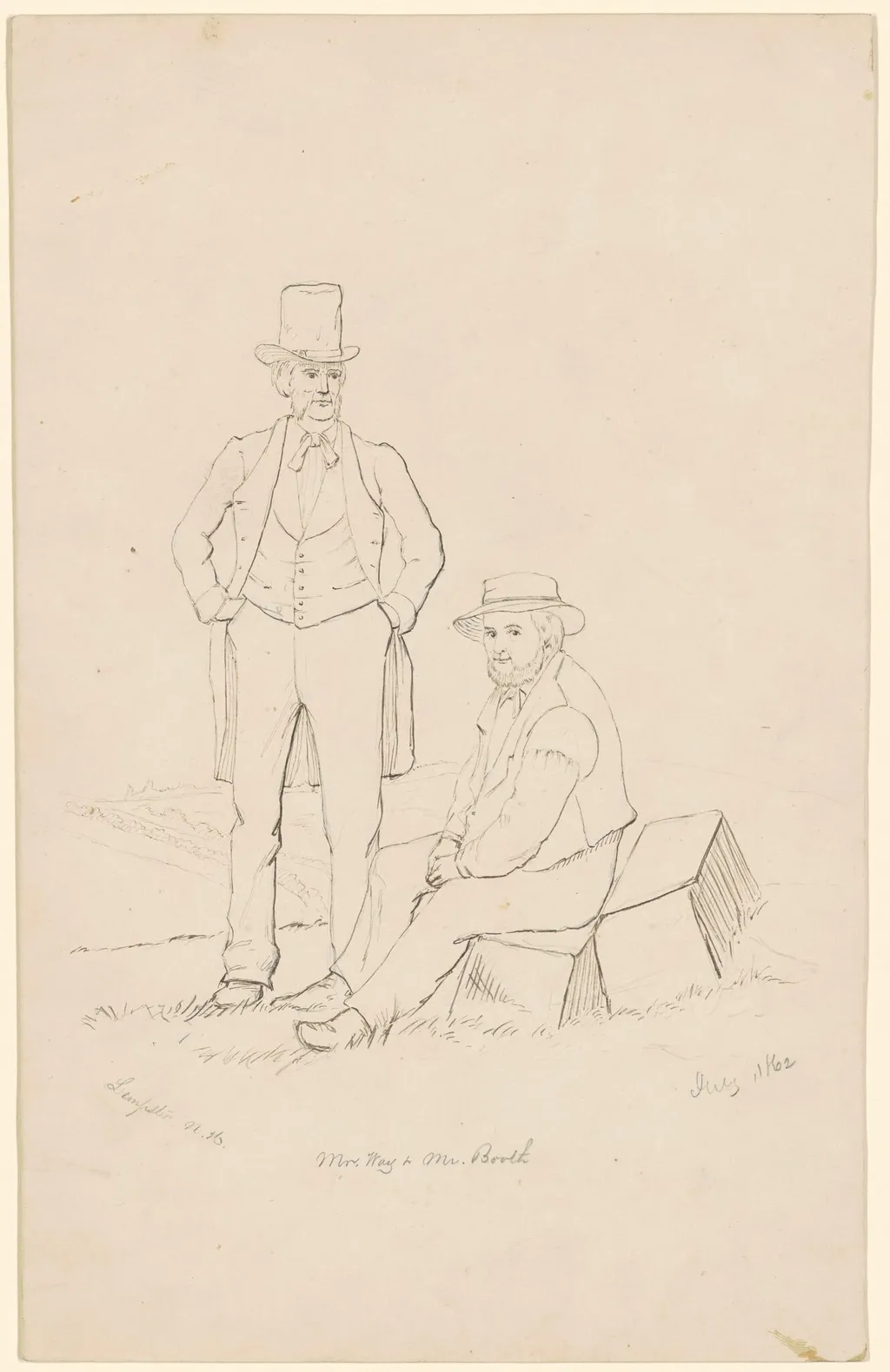 Mr. Way and Mr. Booth, by James Wells Champney, ink, 1862