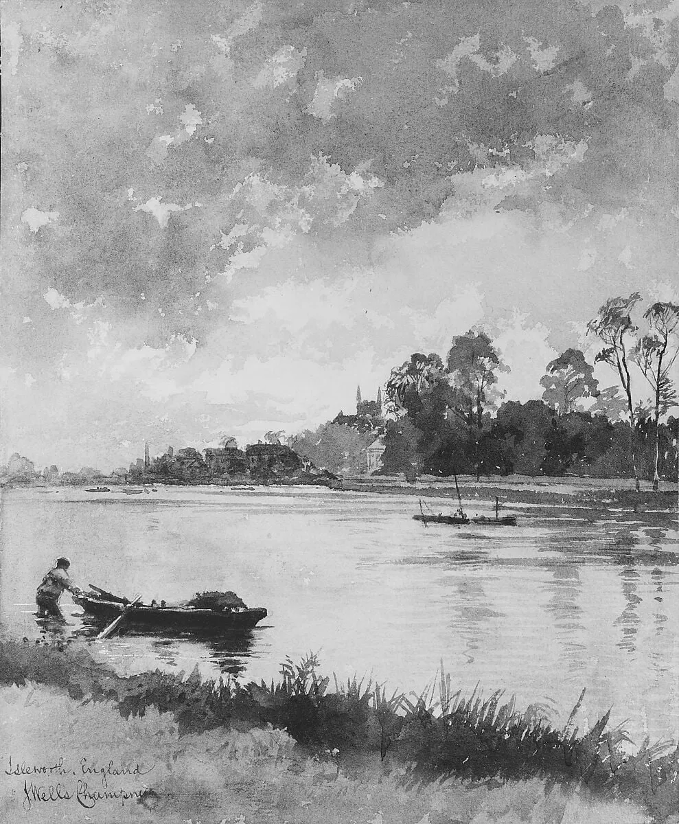 River Scene in England, by James Wells Champney, watercolor, 1873