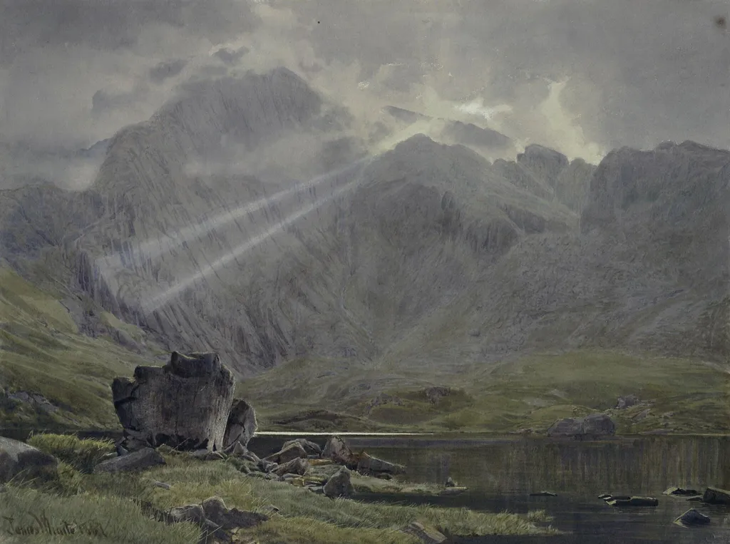 Llyn Idwa, by James Whaite, watercolor, 1867