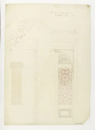 Drawing of a door, John Frederick Lewis house in Cairo, by James William Wild