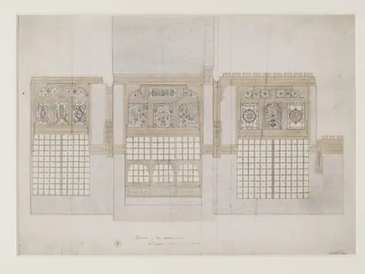 Drawing showing the interior decoration of houses in Cairo, by James William Wild
