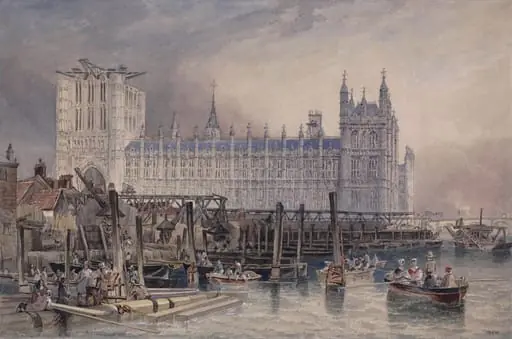 The Houses of Parliament in course of erection, by James Wilson Carmichael