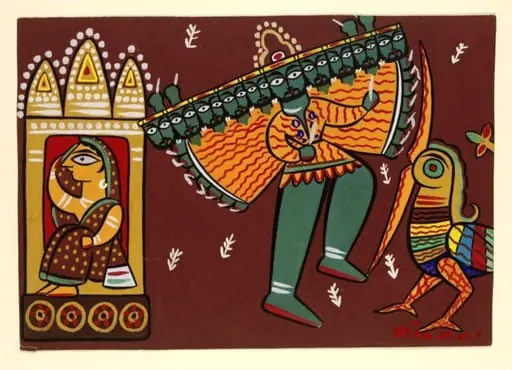 Jatayu, Sita and Ravana, by Jamini Roy