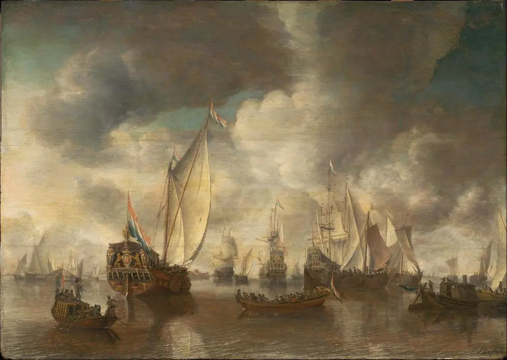 Yacht of the Princes of Orange and Other Ships, by Jan Abrahamsz Beerstraaten